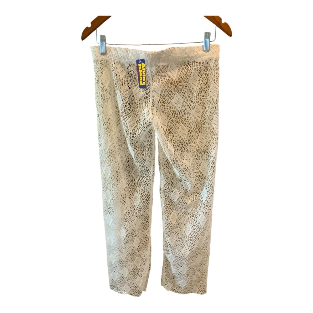 Alvin’s Island New White Lace Beach Pants Crocheted Semi Sheer Size Small - Picture 5 of 10